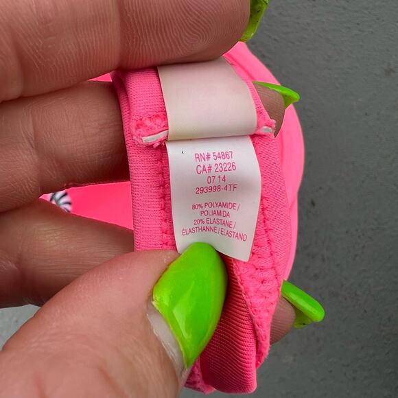 Victoria's Secret 34C The Gorgeous Add 2 Cups Halter Top Bikini 34C Hot Pink B&W - Picture 4 of 4